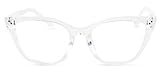 In Style Eyes Stylish Large Reading Glasses, Classic Cateye, Clear, 3.0x