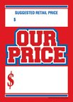 D30OUR  Our Price Suggested Price  Unstrung Drill Sale Tags (No Strings) Small Price Cards - 3 1 2  x 5  (100 Pack) Furniture, Flooring, Business Store Signs