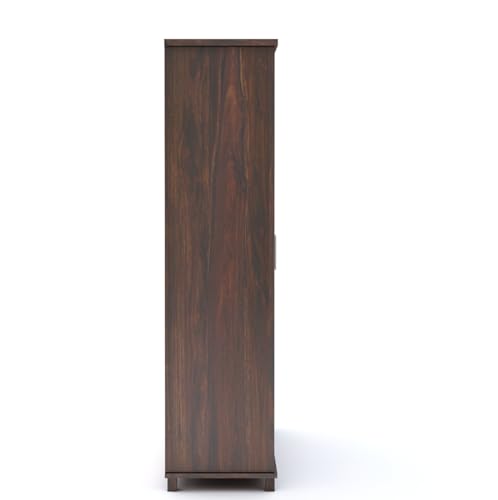 Image of SONA ART & CRAFTS Solid Sheesham Wood Crockery Cabinets with Glass Door | Wooden Showcase Almirah | Solid Wood Book Shelf for Home Crockery Unit for Kitchen Living Room (Walnut Finish)