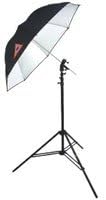 Photoflex 45" RUT Convertable White Satin Umbrella Kit, with Shoe-Mount Multiclamp & Light Stand