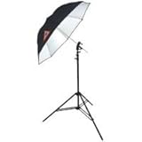Photoflex 45' RUT Convertable White Satin Umbrella Kit, with Shoe-Mount Multiclamp & Light Stand
