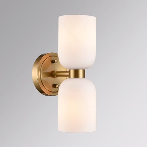 CLAXY Gold Wall Sconce Modern Bathroom Vanity Light with Milky
