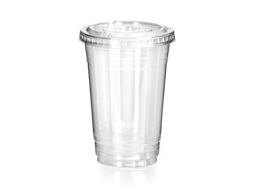 Signature Packaging - Disposable Plastic Party Cups with Lids - 300ml - 50 Pack - Heavy Duty