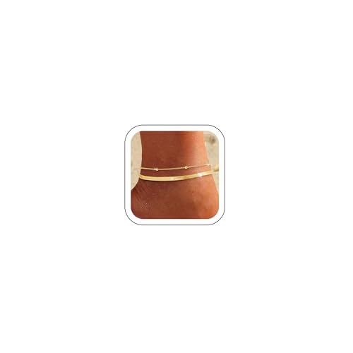 ZOERAY Bracelets Chaine de Cheville pour Femme Argent 925 Multirang 18 Carats Or Chaîne de Cheville en Perles Serpent Cubaine Imperméable Réglable Chaine de Pied Plage d'été Bijoux pour Enfants
