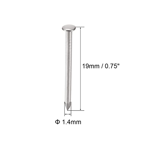 200 piezas de clavos pequeños de cabeza redonda de acero de 1.4x19 mm para joyería, caja de bisagra y muebles miniatura 3