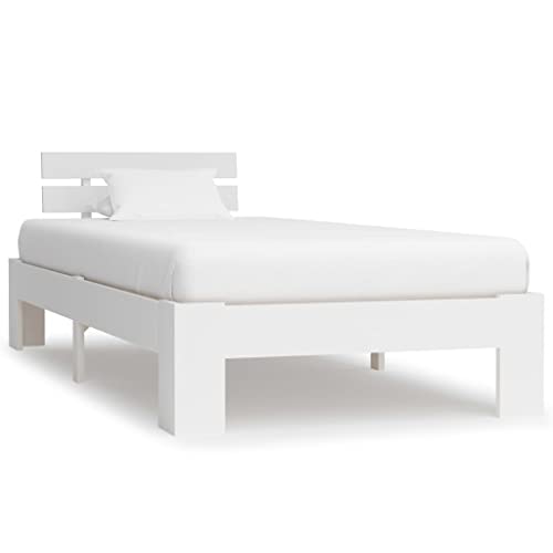 vidaXL Estructura Cama Somier Mobiliario Casa Clásica Práctica Cómoda Moderna Robusta y Duradera Sin Colchón Blanca 100x200cm Madera Maciza Pino