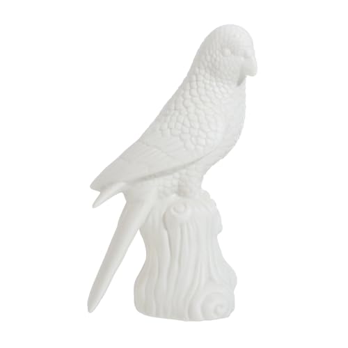 Statue perroquet céramique blanche : figurine déco maison moderne