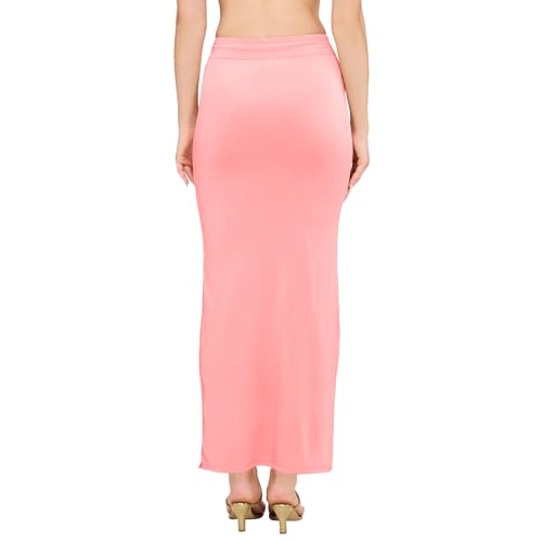 Image of DESI GIRL Satin Shimmer Stretchable Saree Shapewear Petticoat with Drawstring for Women | Mermaid fit Saree Petticoat with Side Slit for Easy Movement | Saree Shaper | Long inskirt