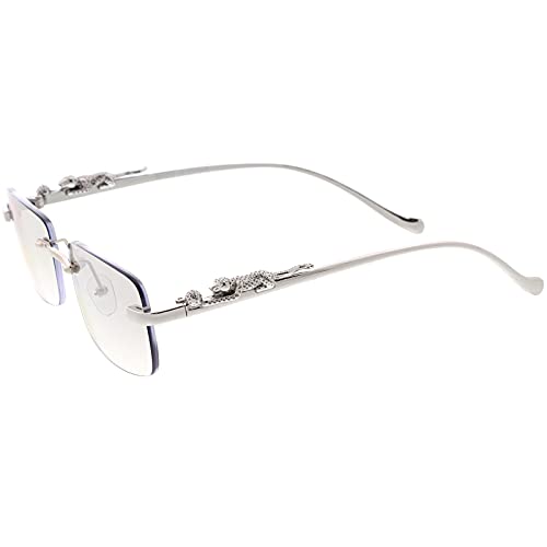Image of zeroUV Luxe Jaguar Metal Plated Temple Rimless Vintage Square Sunglasses D244