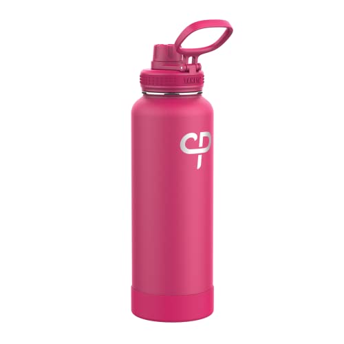 Takeya 40 oz CP Signature Pickleball Stainless Steel Insulated Water Bottle with Choice of Lid, Backspin Pink