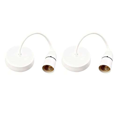 Image of Marnovest 2Pcs Ceiling Pendant Light Fitting, E27 Holder 8.5”(215mm) White Modern Hanging Light Fixture Kit for Kitchen Island Living Room Bedroom Dinning Room Lightings