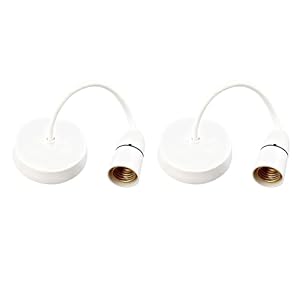 2Pcs Ceiling Pendant Light Fitting, E27 Holder 8.5”(215mm) White Modern Hanging Light Fixture Kit for Kitchen Island Living Room Bedroom Dinning Room Lightings
