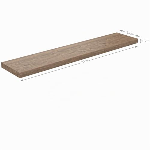 Miniatura 3 de Casaria Estantería Para Pared Baldas Flotantes 90cm Fijación Invisible Repisa Multiusos Estante Madera