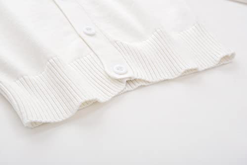 Unisex Boys Girls Cardigans Sweater V-Neck Long Sleeve School Uniforms Button Knit Tops White 8-10 Years #TOP7