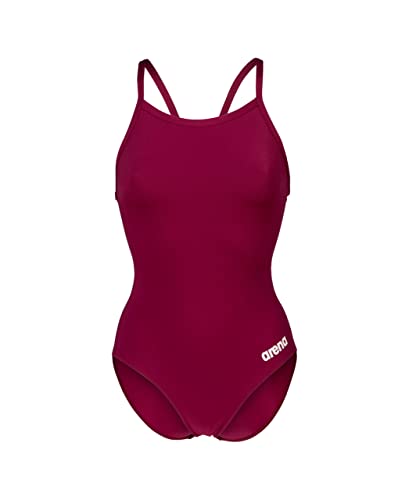 ARENA Women's Kikko Light Drop Back One Piece - Athletic, Quick Drying, Chlorine Resistant Sporty Swimsuit for Ladies, Red Fandango-white, 20