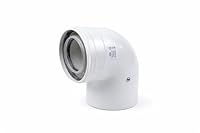 Uzman-Versand, 90° Konzentrische Luft-/Abgasbogen Ø 80/125 mm, Innen Kunststoff PP/Außenrohr Kunststoff PP.. DN 80/125 Bogen, Winkel, Abgas-Rohr Abgassystem Doppelrohr, Abgasrohr,