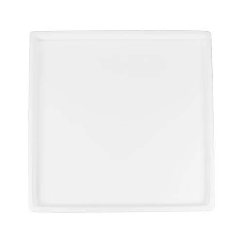 M METERXITY Ceramic Plant Saucer, 8 Inch Plant Water Catcher Tray, Plant Pot Saucers for Indoor/Outdoor Plants/Flower Drainage Drip Water Tray [Square White]