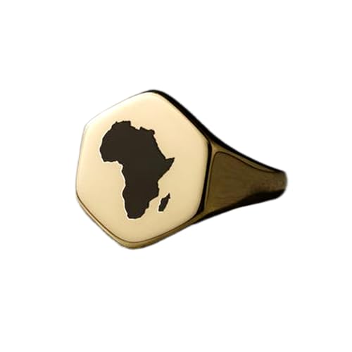 Chevalière Afrique en argent 925 plaqué or, bijou vintage fait main hypoallergénique