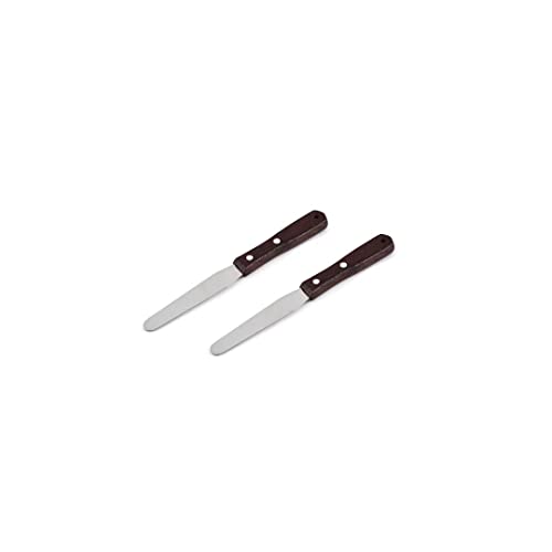 Coltello decorativo per torte, lama da 10 cm, per glassare torte, spatola per decorare torte con manico in legno, set da 2