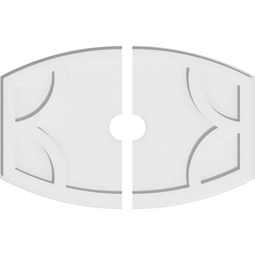 Image of Ekena Millwork CMP28X18KY2-03000 Kailey Architectural Grade PVC Contemporary, Two Piece Urethane Ceiling Medallions 28 inchW x 18 5 /8 inchH x 3 inchID x 15 inchC x 1 inchP