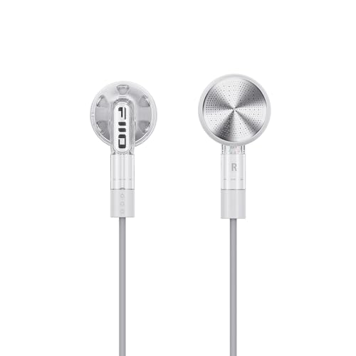 FiiO FF1 3.5mm HiFi Music Wired Bass Earbud 14.2mm Dynamic HD Microphone Earphone for Gaming Meeting Video (Translucent)