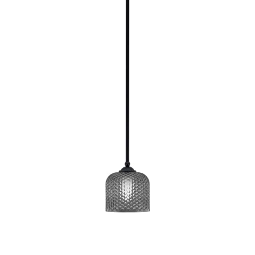 Toltec Zilo 6in 1-Light Mini Pendant Matte Black Smoke Glass