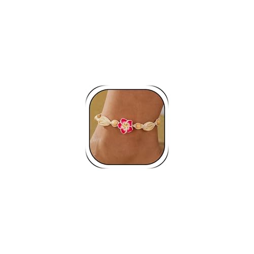 Image of Shell Anklets for Women Shell Beach Jewelry Accessories White Pink Black Flower Ankle Bracelet Summer Vacation Dress Outfits