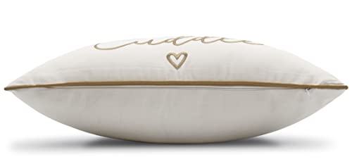 Eurasia Decor Lets Cuddle Embroidered Decorative Lumbar Accent Throw Pillow Cover - Master Bedroom, Living Room, Valentine Gift, Winter Decor - 12X18 Inches, Ivory #TOP4