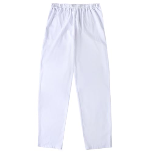 عبايات خليجية Muslim Pants Men Loose Afghan Pants Waist Elastic Pants Casual Loose MuslimTrousers with Pockets White 3X-Large