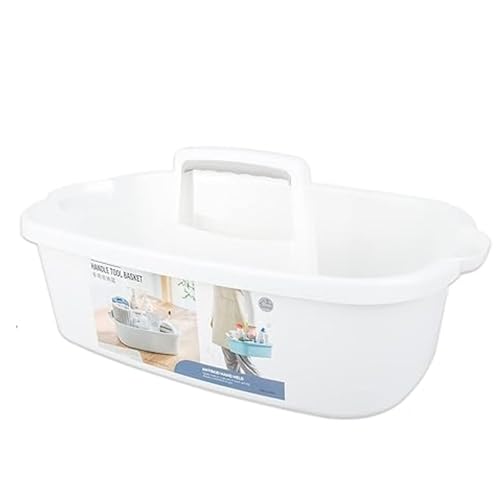 Ngbbby Stapelbarer Reinigungsbehälter, Reinigungseimer mit breitem Rand und geriffeltem Griff, leicht zu reinigen und zu pflegen, Zubehör-Organizer für Sprühflaschen, Bürsten, Handtücher