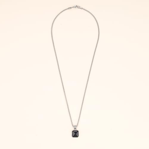 COAI Stainless Steel Necklace for Men, Men's Crystal Necklace, Tiger Eye/Malachite/Black Obsidian/Turquoise/Lapis Lazuli4