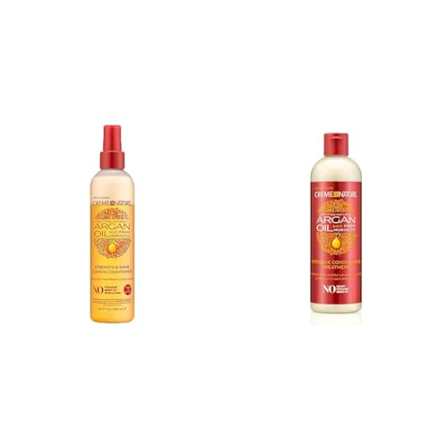 Creme of Nature Argan Oil Leave In Conditioner 8.4 Fl Oz and Intensive Conditioning Treatment 12 Fl Oz Bundle