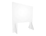 Écran/vitrine de protection du personnel transparent séparateur de bureau avec ouverture pour document et pieds parois en plexiglass anti-projection pour comptoir - 813 x 915 mm