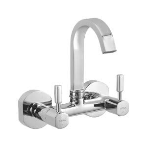 CERA - Sink mixer (wall mounted) with 150 mm (6?) long swivel spout, connecting legs and wall flanges