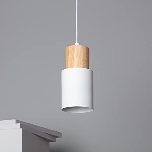 Lámpara Colgante De Techo Estilo Retro - Metal Blanco, Base E27, Cable 100 Cm - Para Interior, Cafetería, Hogar