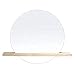 Okrągłe lustro ścienne z półką, lustro ścienne w łazience 60 cm, bezramowe lustro toaletkowe w łazience i sypialni-B