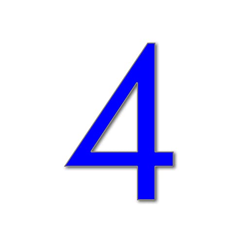 JustHouseSigns Numéro de maison 4 Futura en acrylique avec fixations faciles à voir, couleur : bleu, taille : 15 cm / 150 mm Cover
