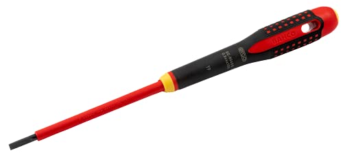 Bahco BE-8040S Alloy Steel 1000V Slotted Screwdriver, 100mm Blade, 0.8mm x 4mm Tip