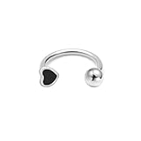 Cute Heart Horseshoe Lip Monroe Ring Stainless Steel Enamel Love Hearted Snake Bite Piercing Jewelry Helix Cartilage Tragus Daith Studs Earring Fashion Body Pierced Gifts 10mm 16G (Black)