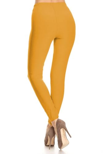 Image of Leggings Depot Women's High Waist Leggings Soft 1 inch Waistband Solid Pants - Regular, Plus, 1X3X, 3X5X