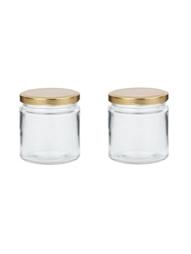 Image of Somil Transparent Glass Storage Jar Set for Kitchen Storage | Food-Grade Containers for Spices, Dry Fruits & Snacks | 100 Ml Each | Pack of 2 | Size 5.5 X 5.5 X 6.8 Cm -AS1191