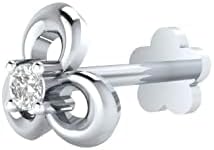 Natural Diamond Nose Ring Sterling Silver Solitaire Flower in 16 Gauge and 8mm Length/Diamond Nose Stud For Womens/Diamond Color- J-K Diamond Clarity- I1-I2 Diamond Weight 0.01 CT