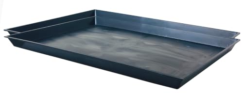 Lot of 2 Replacement Heavy Duty Seed Plastic Washable Trays for 24'x16' Size Cages (Black, 23' L x 16.5' W x 1.25' H)