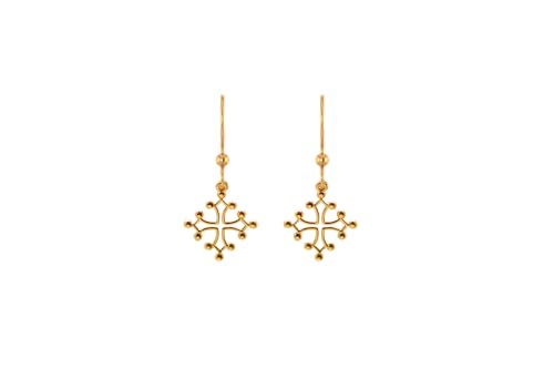 Boucles d'oreilles croix occitane en or jaune le cadeau symbolique parfait pour elle