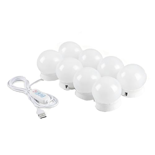 HBBursts Luces LED De 50 Mm For Espejo Tocador, 12 Bombillas Regulables, Longitud Ajustable, Luz Maquillaje For Baño, Dormitorio Y Pared(8-light,45mm-tri colour)