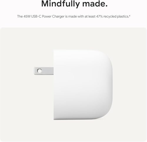 Image of Google 45W Type C Fast Charger Adapter Compatible with Pixel 9 Pro XL, Pixel 9 pro Fold, Pixel 9 Pro, Pixel 9 /9a, Chromebook, Pad, Taplet, Laptop Quick Rapidly Charging for USB C Mobile Phones, White