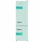 【Upgrade】 Retro Kühlschrank Mit Gefrierfach Vintage 179cm ,【Total No Frost Plus 】, 236L (168L/68L Gefrierfach ) | Kühl Gefrierkombination Freistehend Retro | Elektronische Steuerung | Matcha-Grün