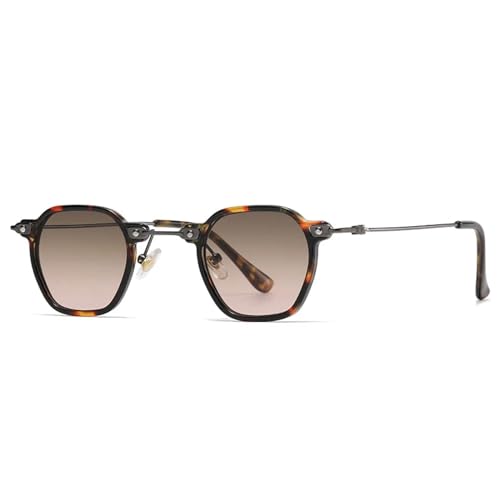 Lunettes de soleil punk rétro pour homme avec verres dégradés UV400 et rivets