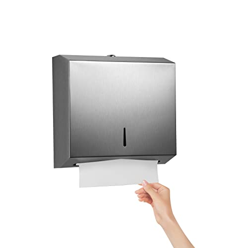 Sporgo Papierhandtuchspender Papierspender aus Edelstahl: Edelstahl Handtuchspender Abschließbar Ohne Bohren, Papiertuchspender für 200 C-fold Tri-fold Multi-fold Papierhandtücher