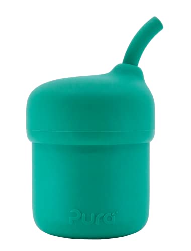 Pura my-my Silicone Straw Cup | Spill Proof, Reusable, Food Grade Silicone, Plastic-Free | For Kids, Toddlers, Babies & Infants - (Mint)